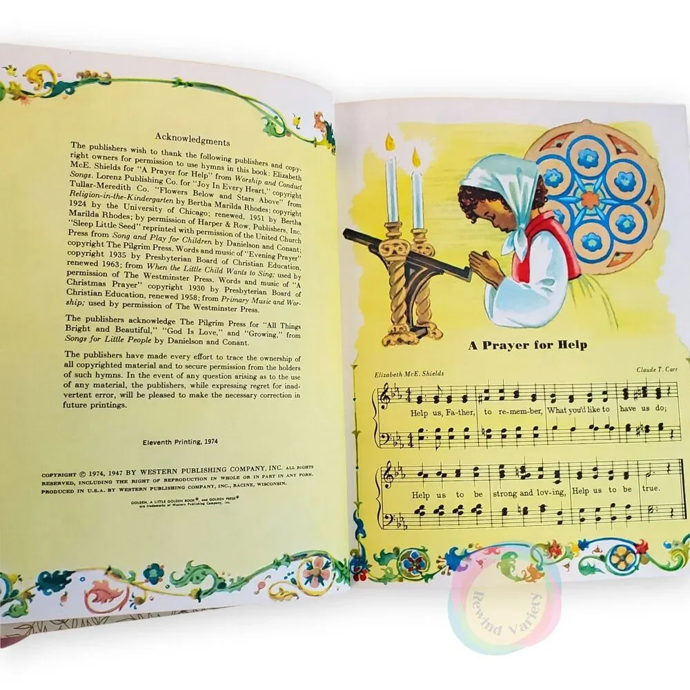 Vintage 1974 A Little Golden Book of Hymns Corinne Malvern